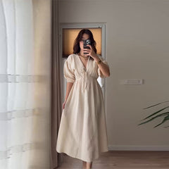 Elegant V-Neck Waist Slim Dress