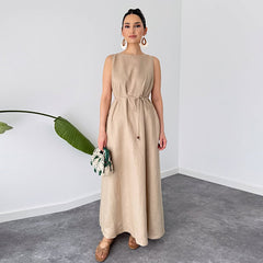 Elegant Sleeveless Lace-Up Maxi Dress