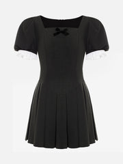 Retro Square Neck A-Line Mini Dress