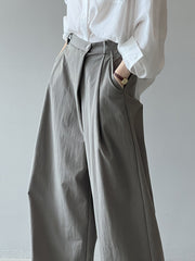 High Waist Straight-Leg Cotton Trousers