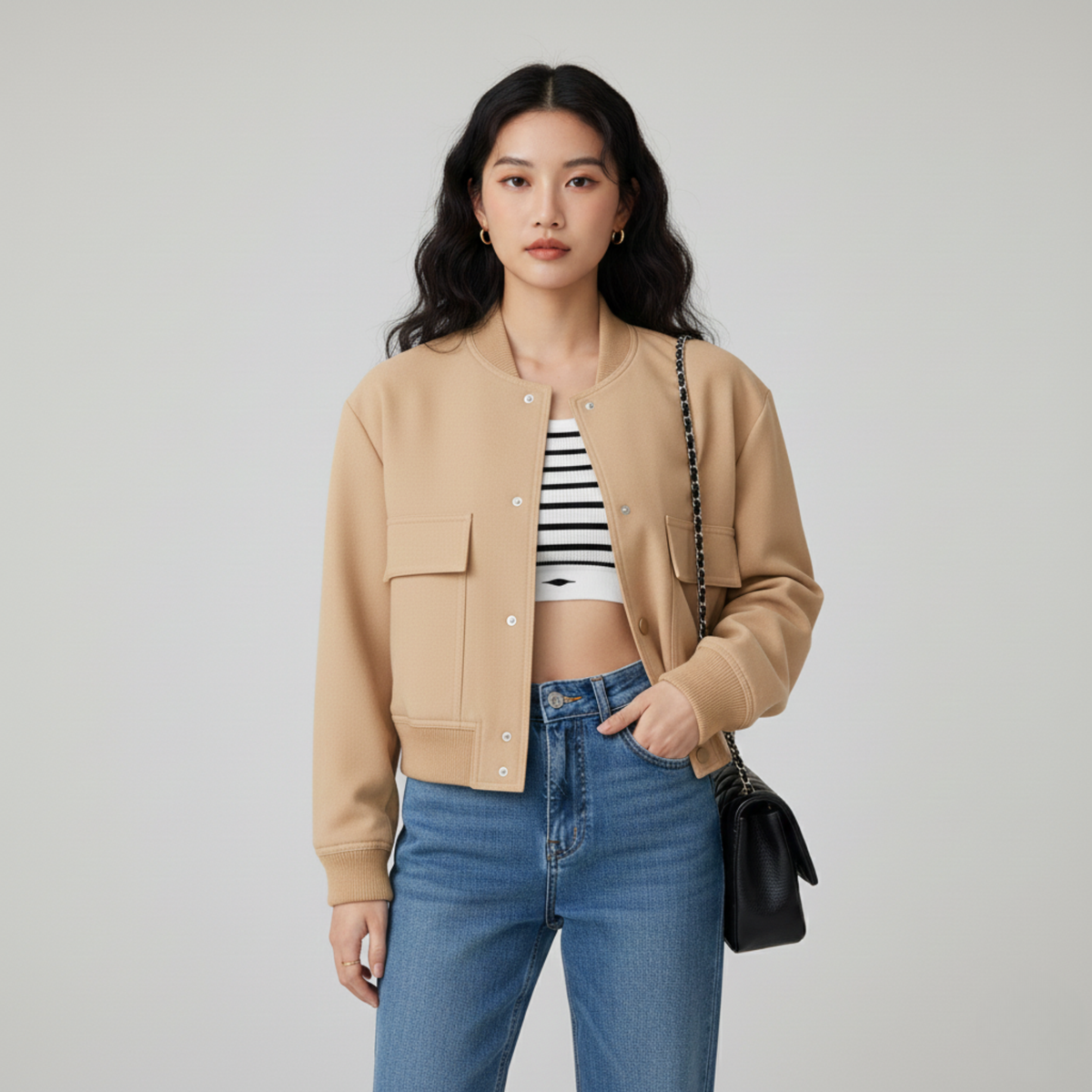 Stand Collar Pocket Jacket