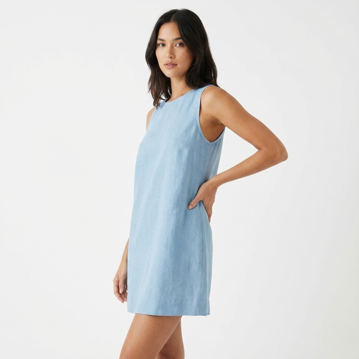 European Backless Cotton Mini Dress