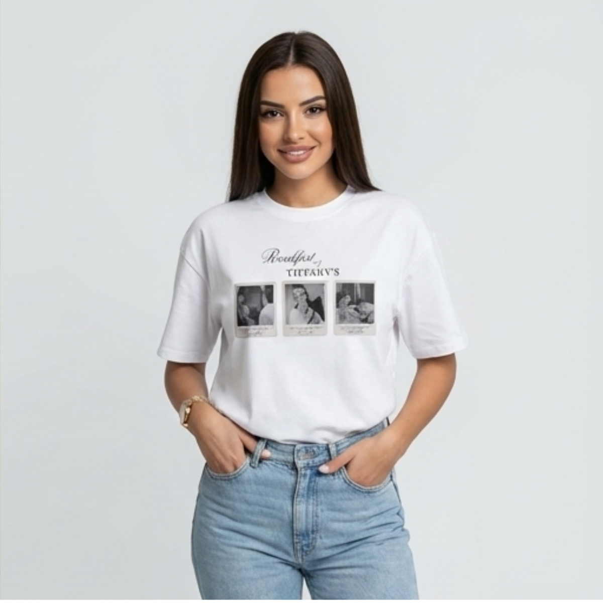 Iconic Breakfast at Tiffany's Polaroid Graphic Tee | Soft Cotton