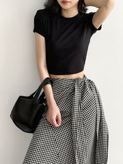 Plaid Wrap Floor-Length Skirt