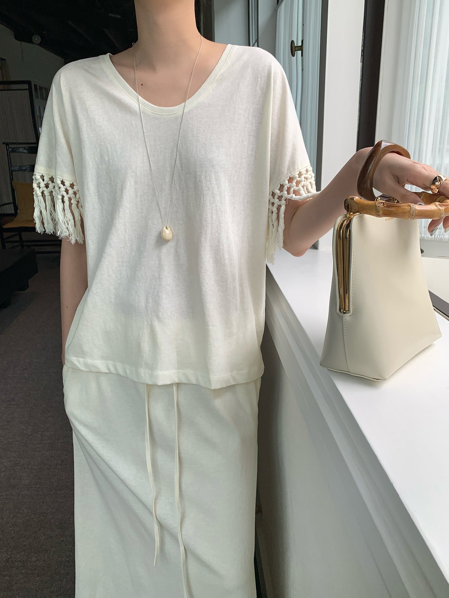 Woven Tassel Loose Cotton Top