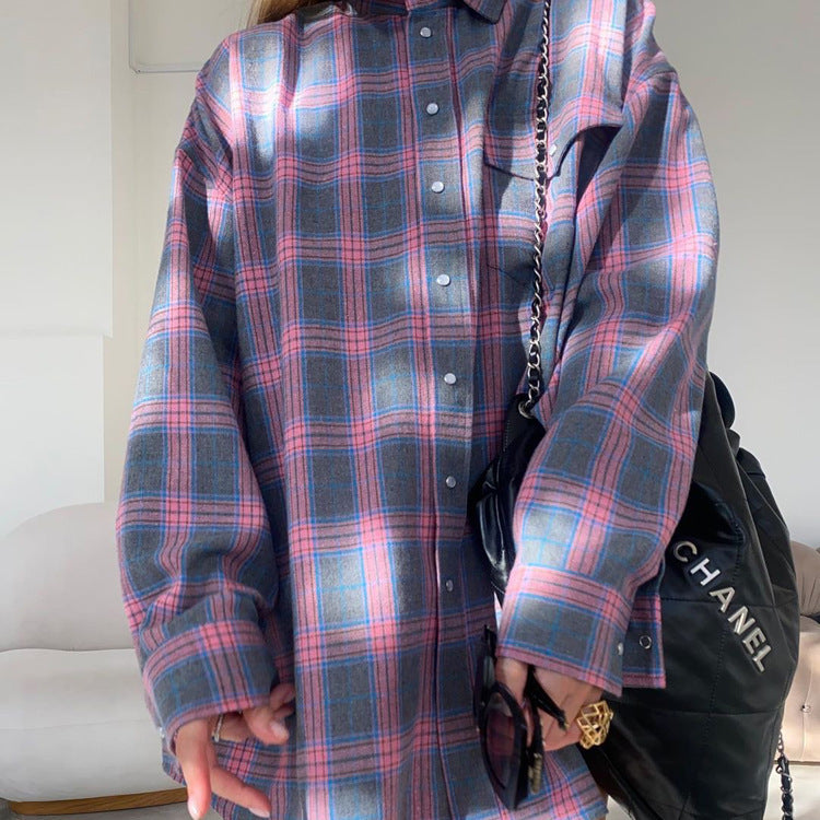 Retro Plaid Pocket Shirt – Long Sleeve