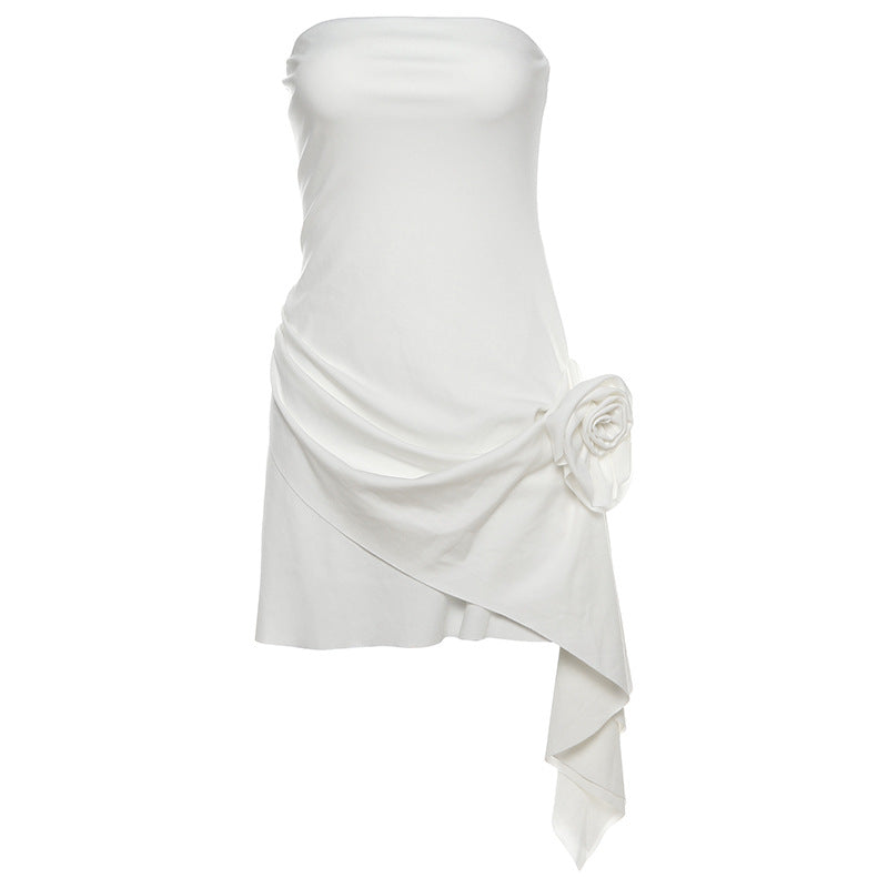 European Summer Strapless Flower Tube Top Dress