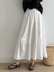 Lace Stitching A-Line Skirt – High Waist