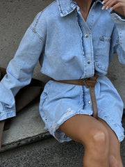 Washed Blue Denim Shirt Jacket