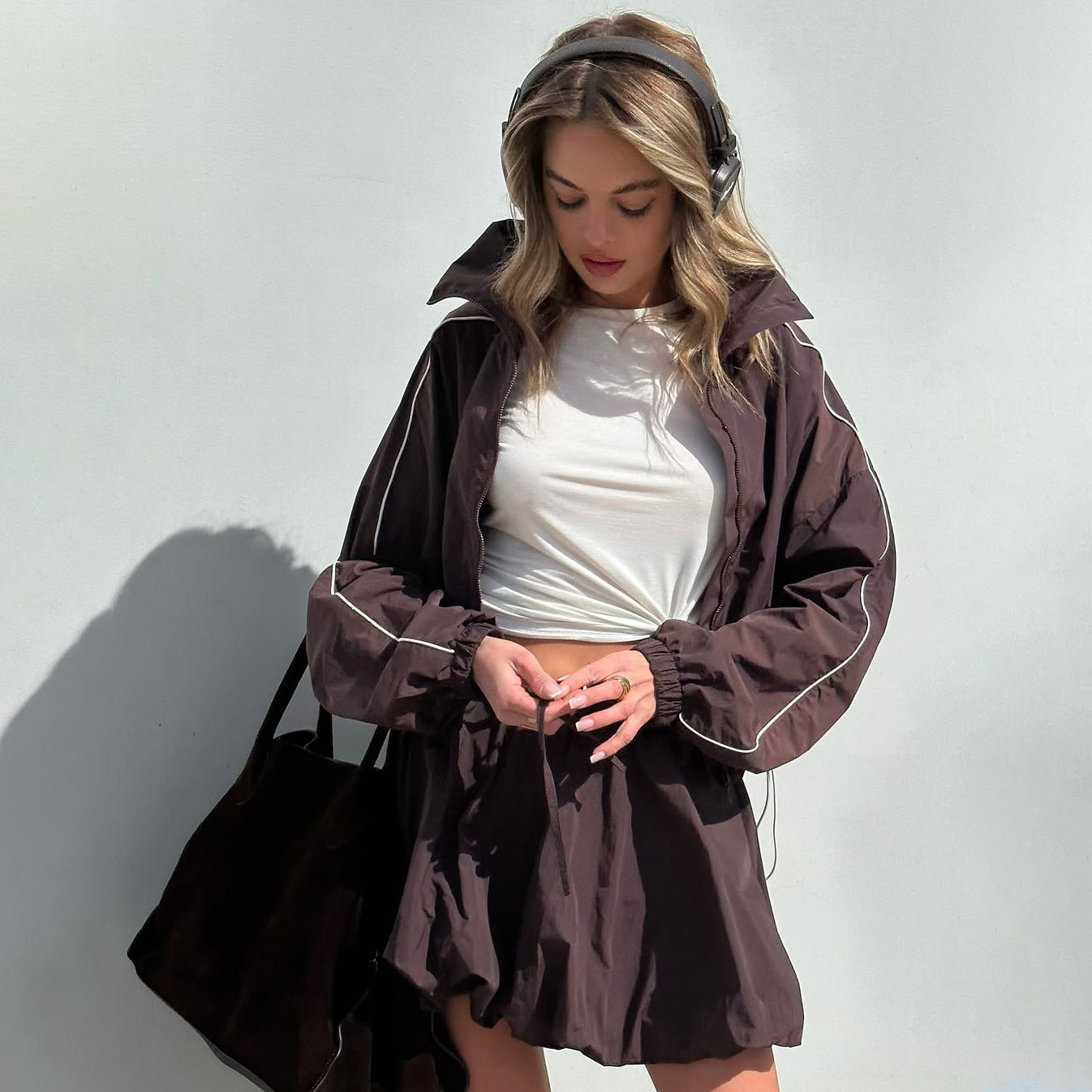 Casual Street Style Jacket & Skirt