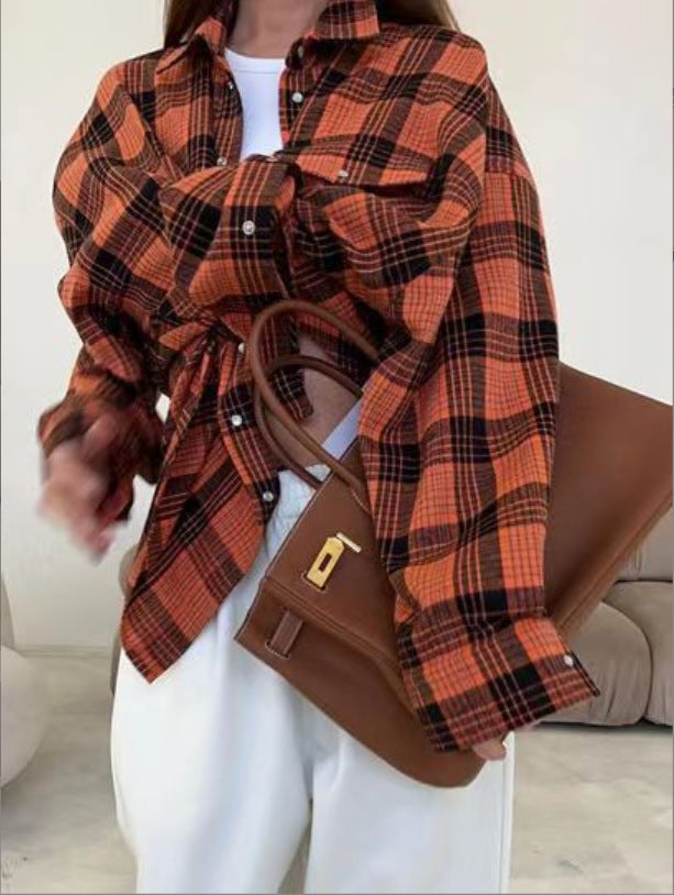Retro Plaid Pocket Shirt – Long Sleeve