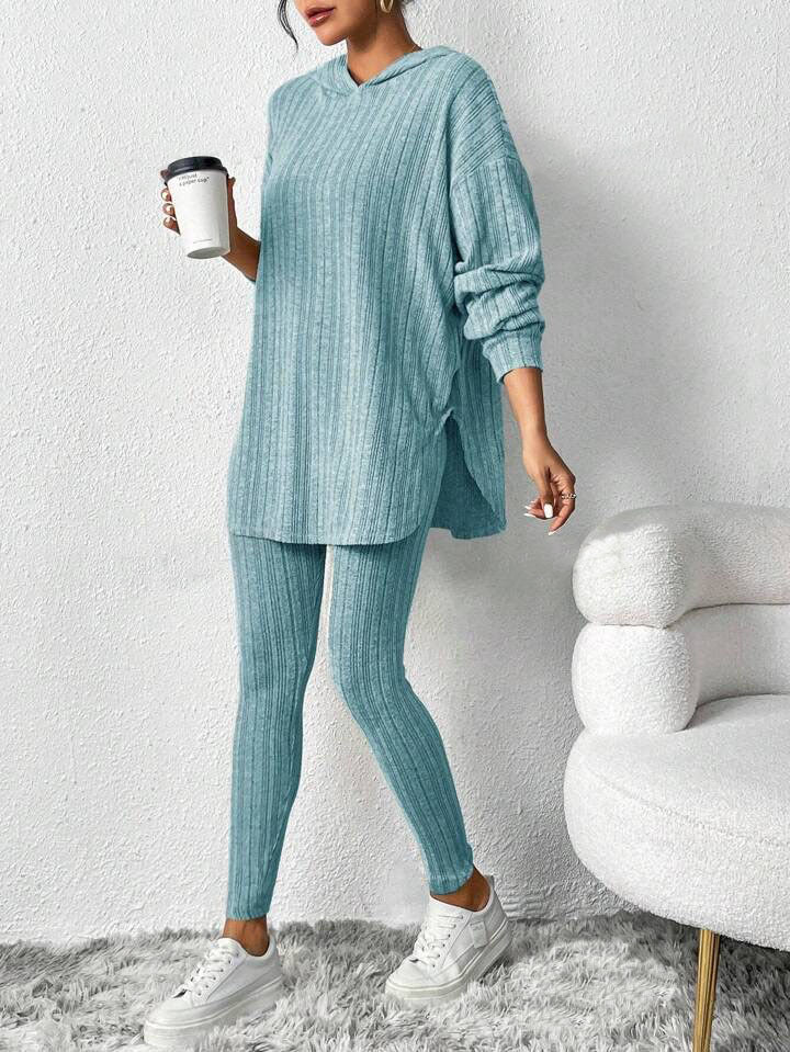 Ribbed Lounge Hoodie & Leggings Set