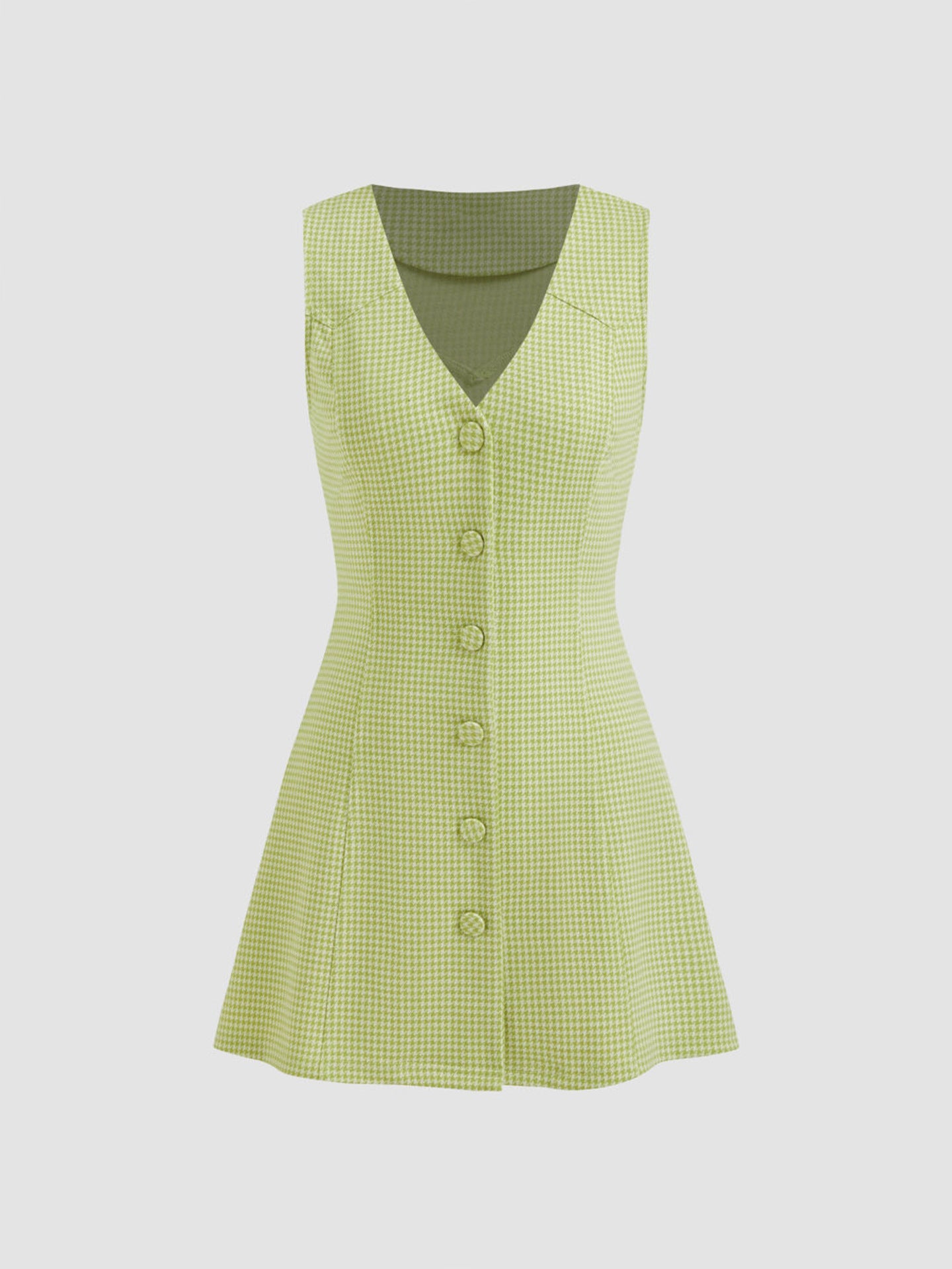 Matcha Green V-Neck Sleeveless Mini Dress