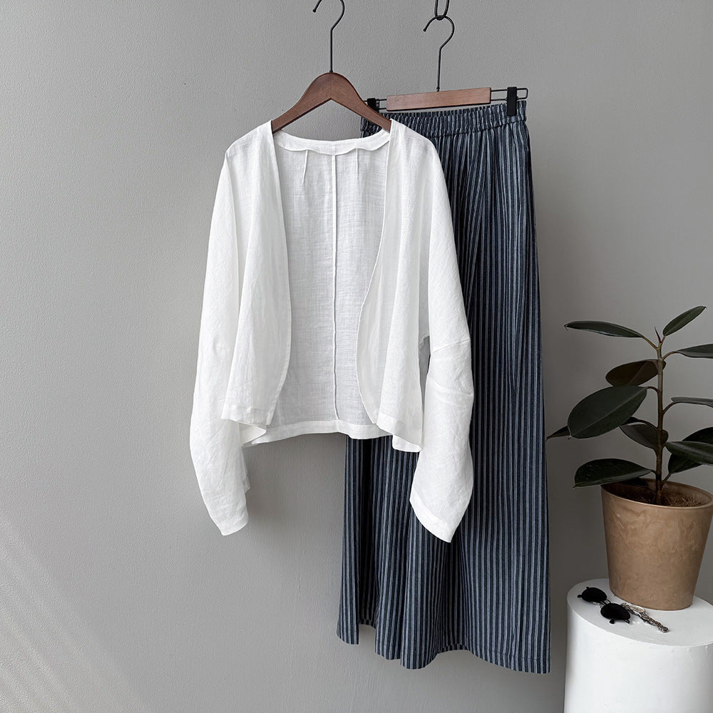 Retro Ramie Long Cardigan