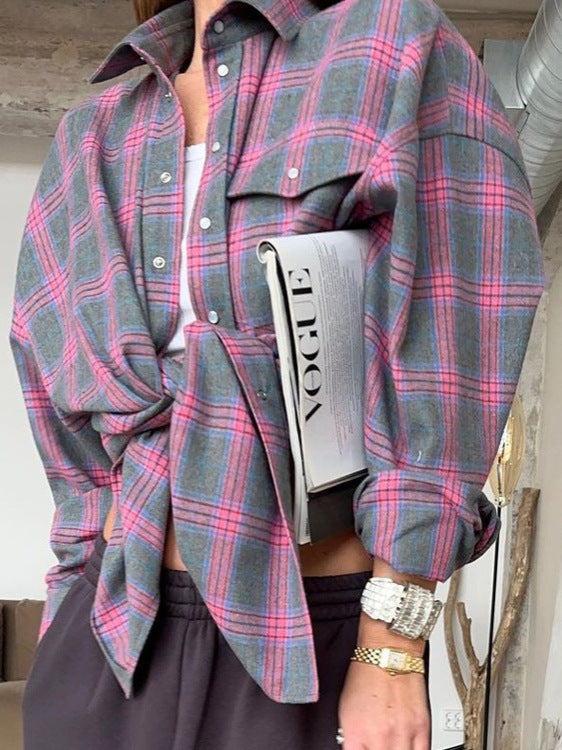 Retro Plaid Pocket Shirt – Long Sleeve
