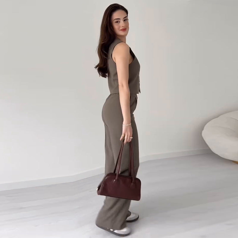 Sleeveless Buttoned Pantsuit