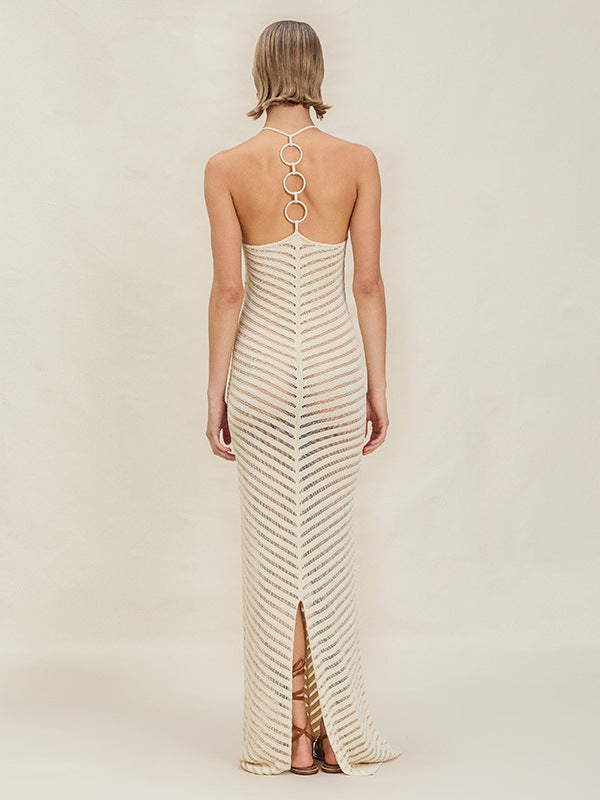 Summer Knit Halter Maxi Dress