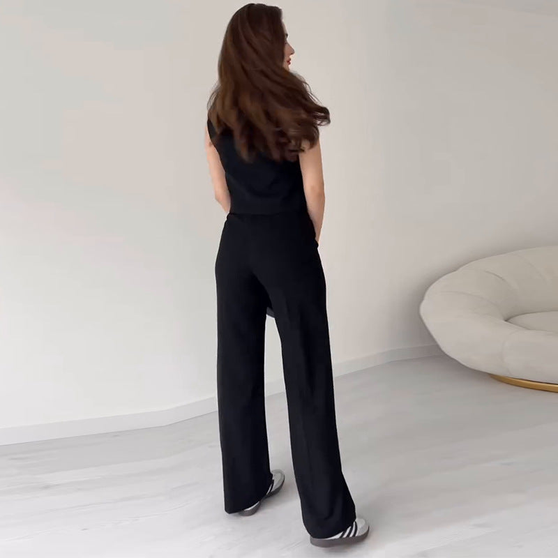 Sleeveless Buttoned Pantsuit