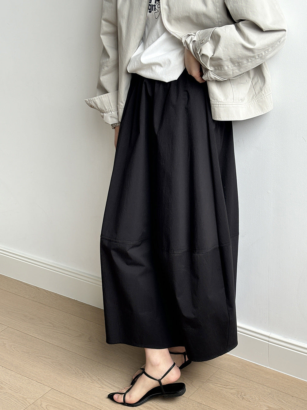 High Waist Flower Bud Midi Skirt