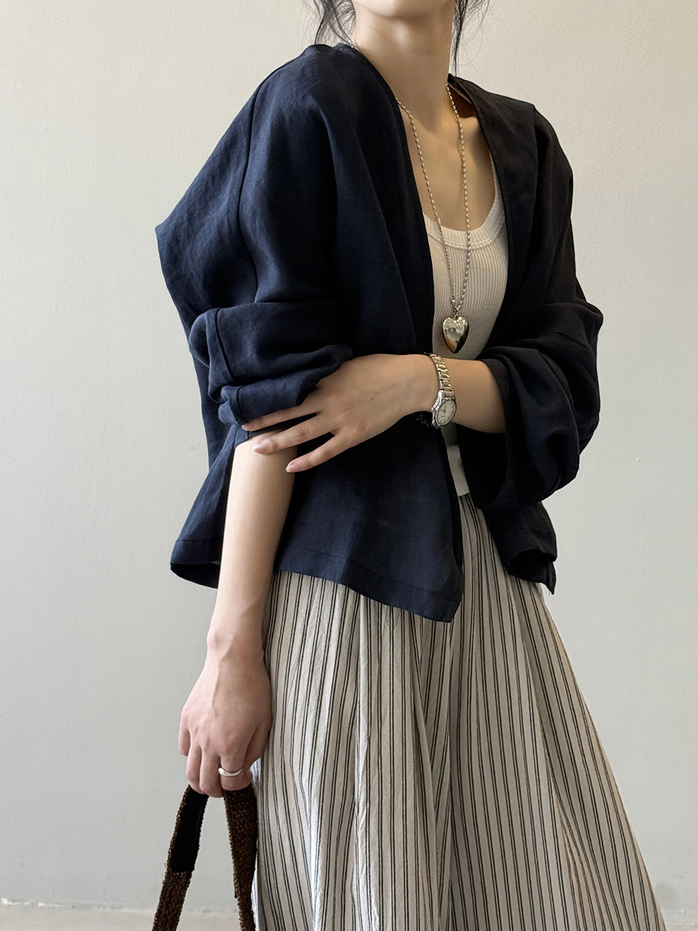 Retro Ramie Long Cardigan