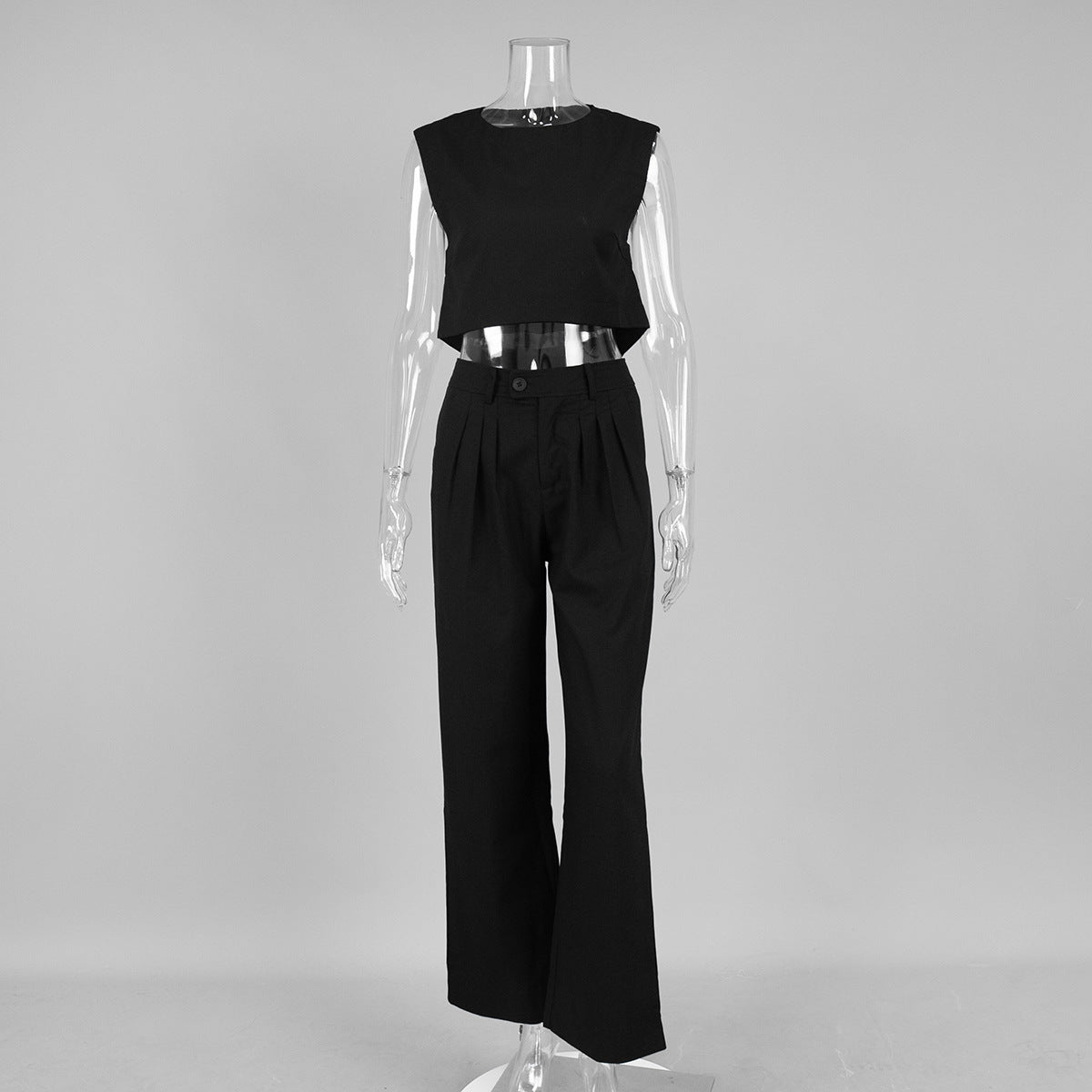 Linen Vest & Wide-Leg Trousers Set