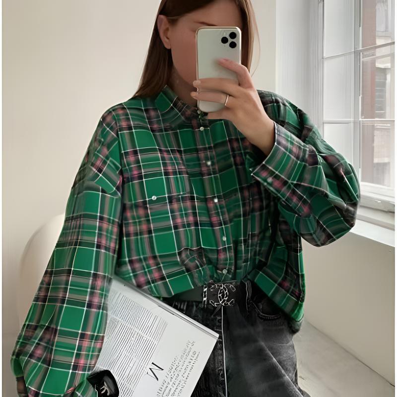 Retro Plaid Pocket Shirt – Long Sleeve