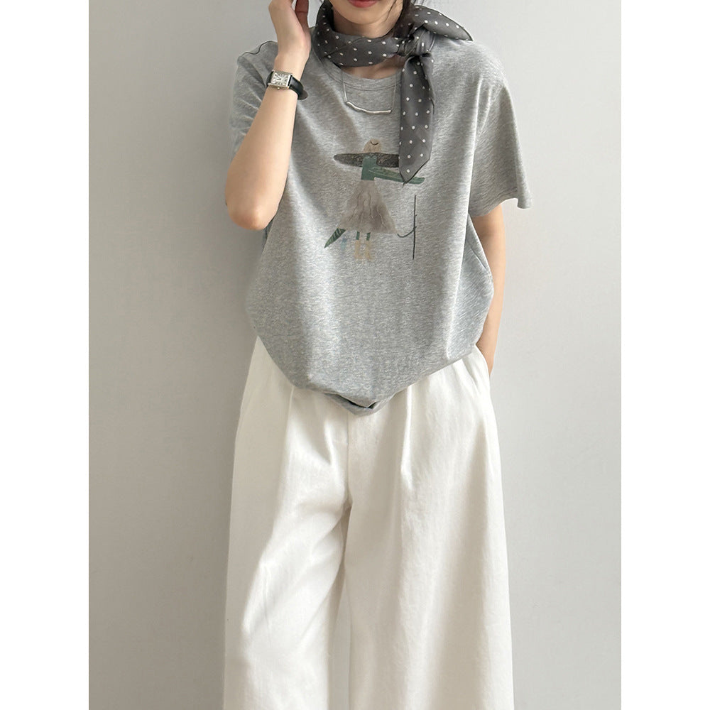 Cartoon Print Cotton T-Shirt
