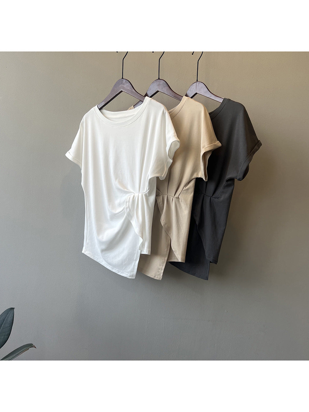 Pleated Waist Cotton T-Shirt