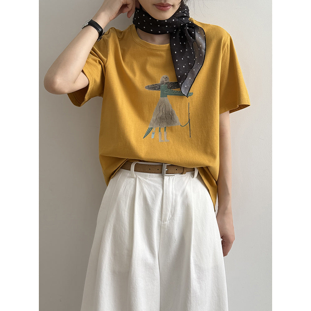Cartoon Print Cotton T-Shirt