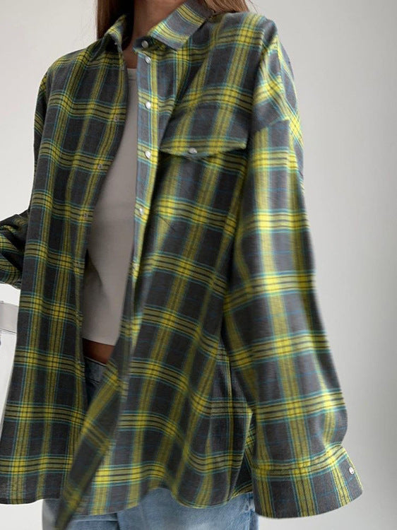 Retro Plaid Pocket Shirt – Long Sleeve