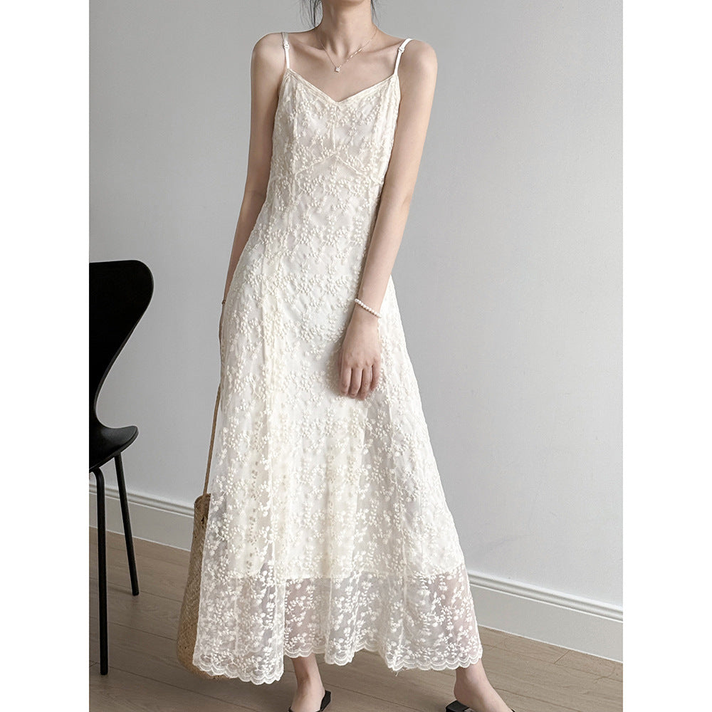 Elegant Lace Embroidered Long Summer Dress