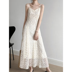 Elegant Lace Embroidered Long Summer Dress