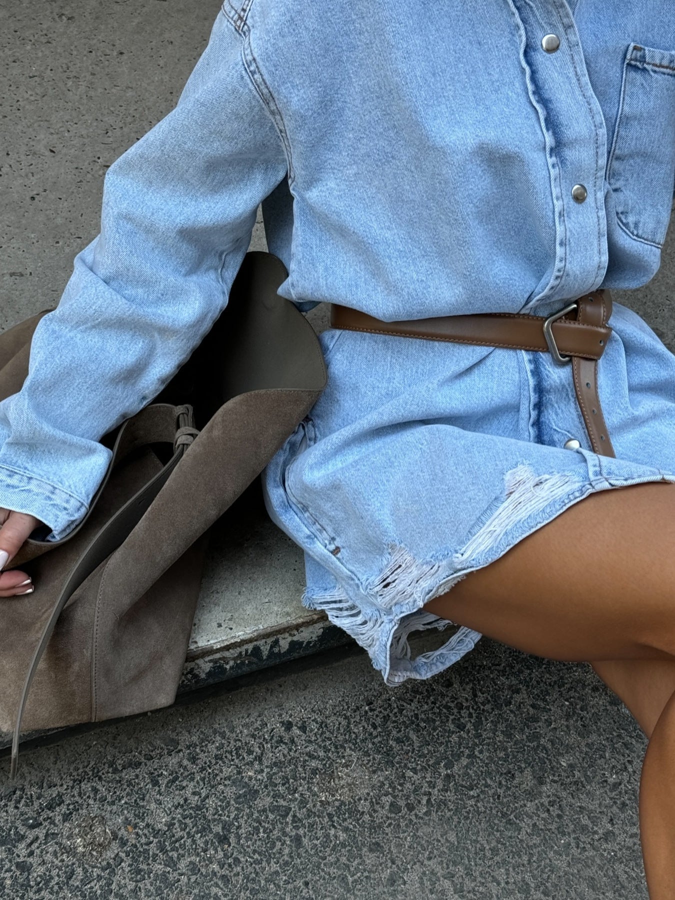 Washed Blue Denim Shirt Jacket