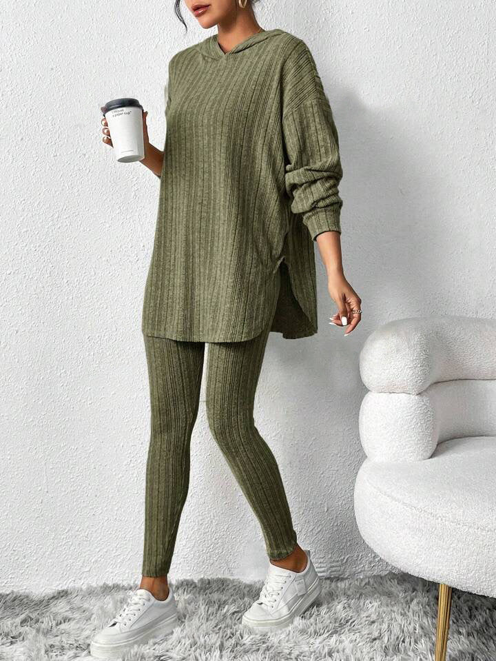 Ribbed Lounge Hoodie & Leggings Set