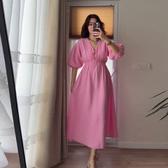 Elegant V-Neck Waist Slim Dress