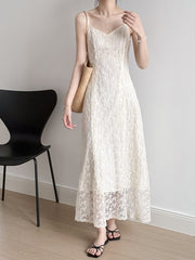 Elegant Lace Embroidered Long Summer Dress