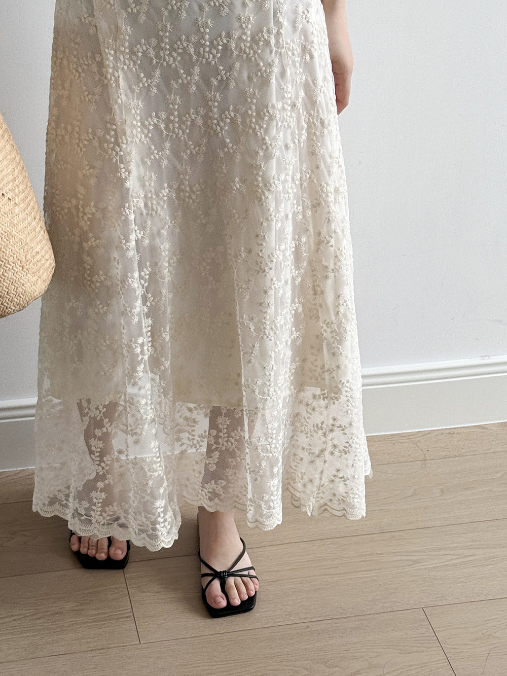 Elegant Lace Embroidered Long Summer Dress