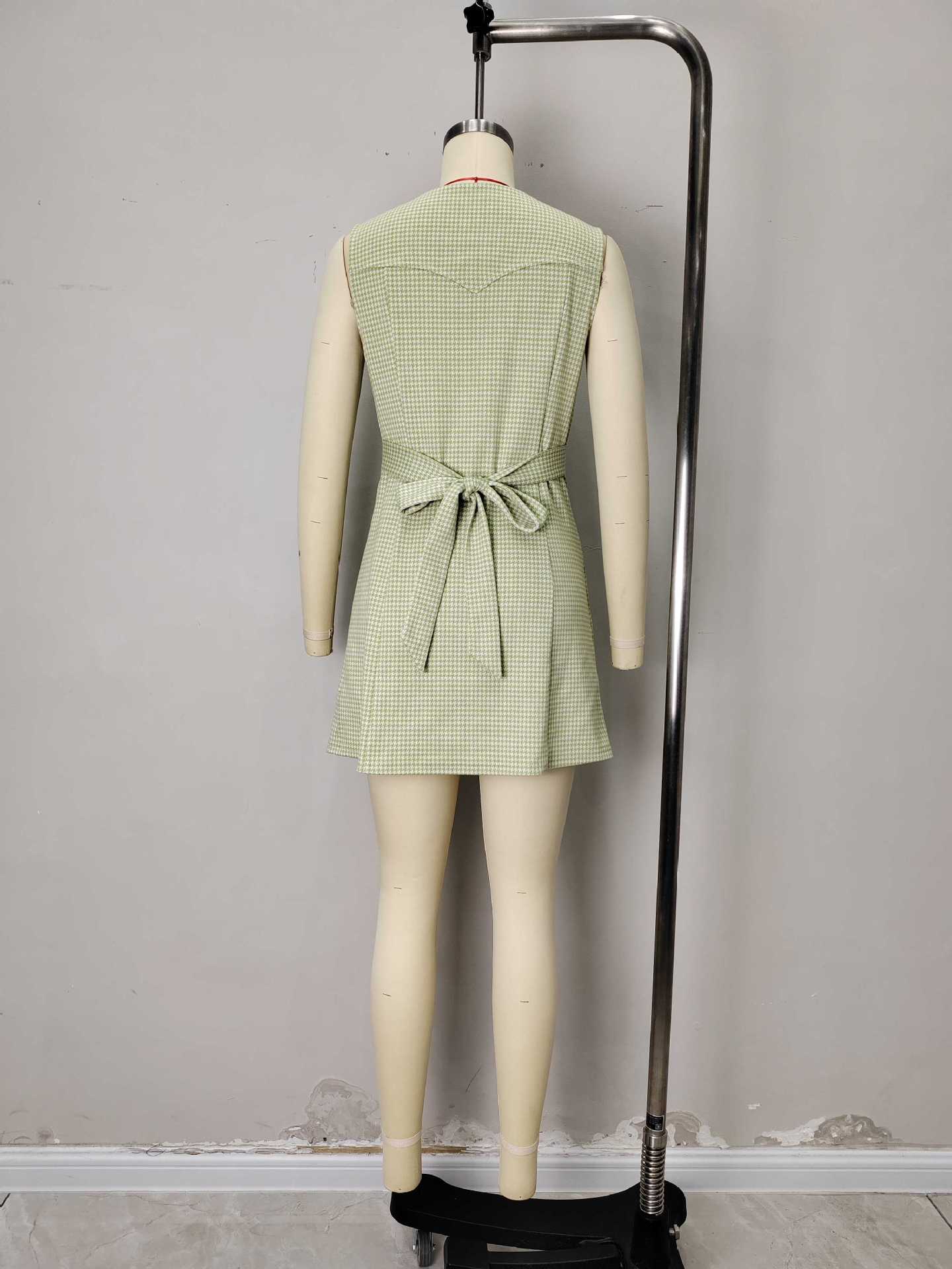 Matcha Green V-Neck Sleeveless Mini Dress