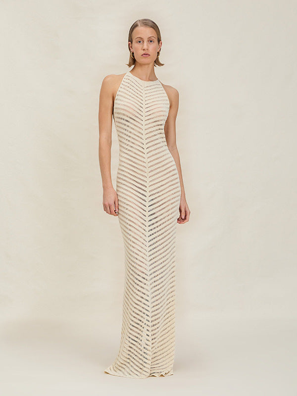Summer Knit Halter Maxi Dress