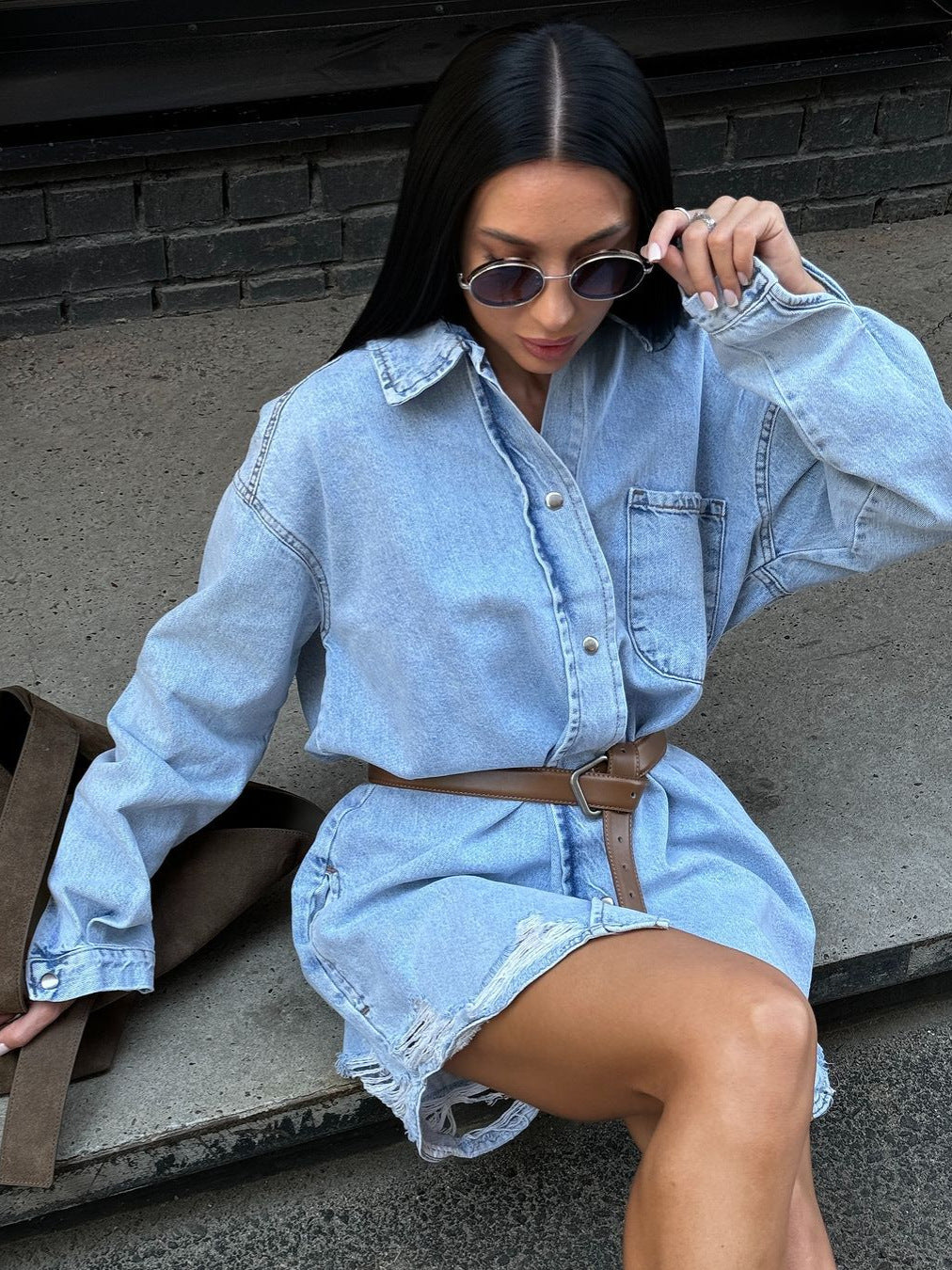 Washed Blue Denim Shirt Jacket