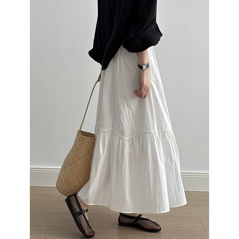Lace Stitching A-Line Skirt – High Waist