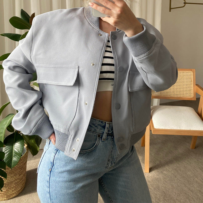 Stand Collar Pocket Jacket
