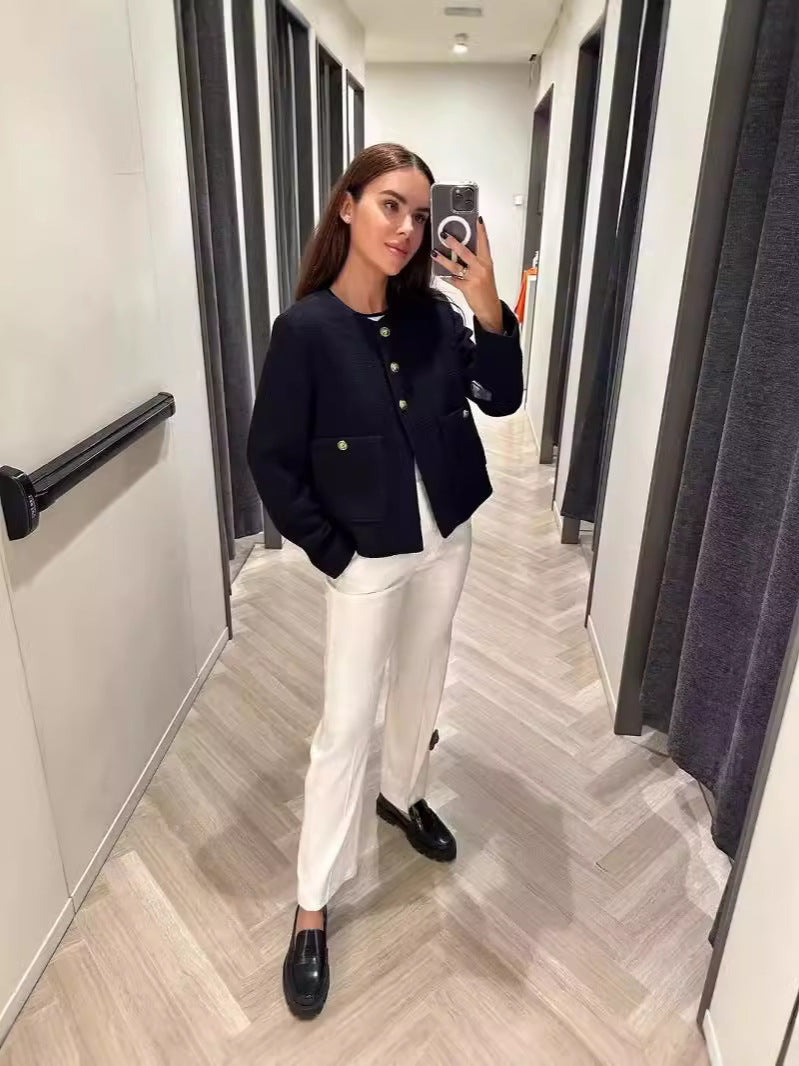 Textured Slim Fit Long-Sleeve Jacket