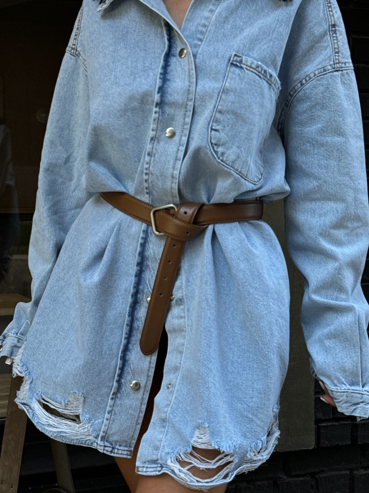 Washed Blue Denim Shirt Jacket