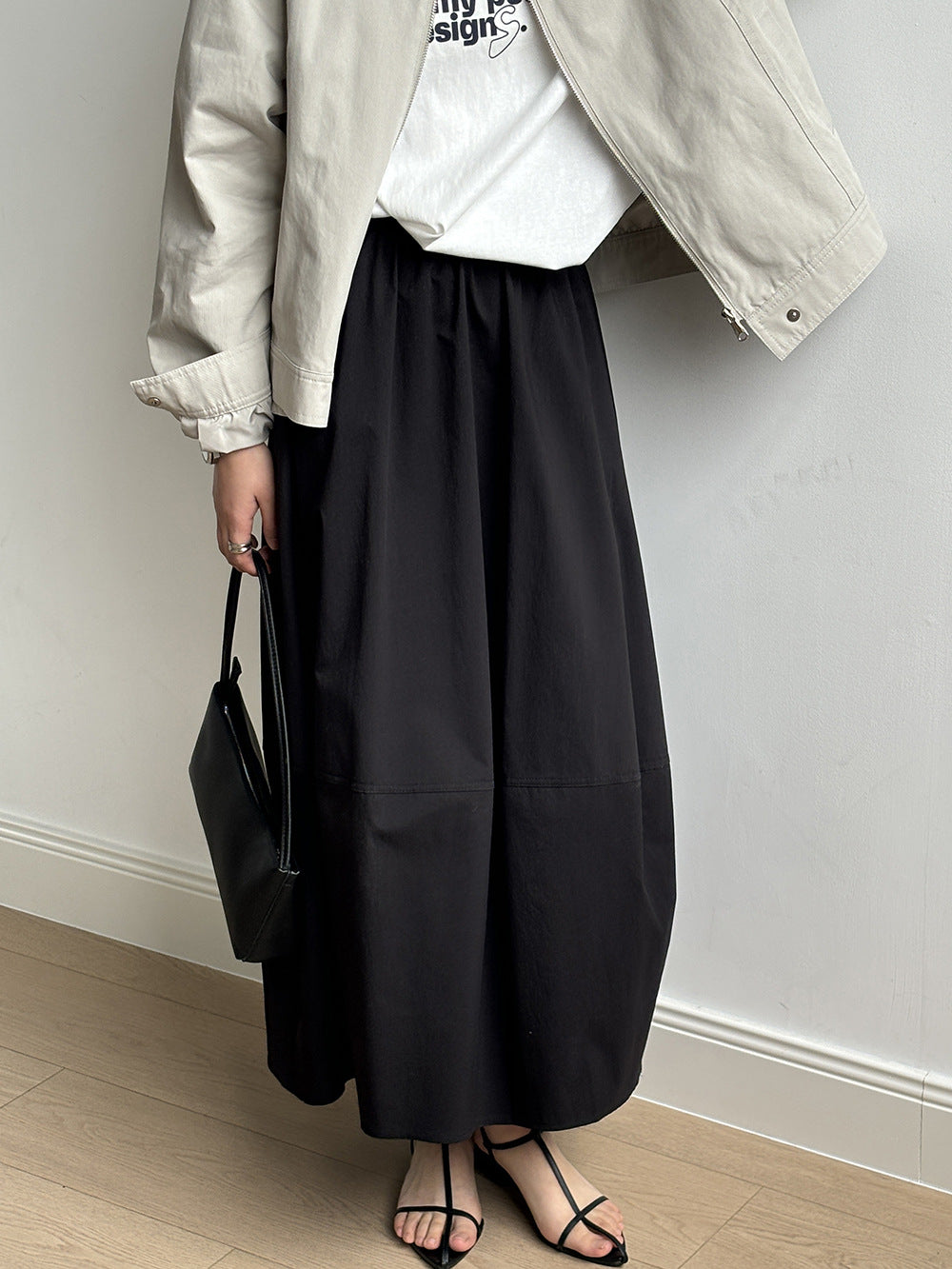 High Waist Flower Bud Midi Skirt